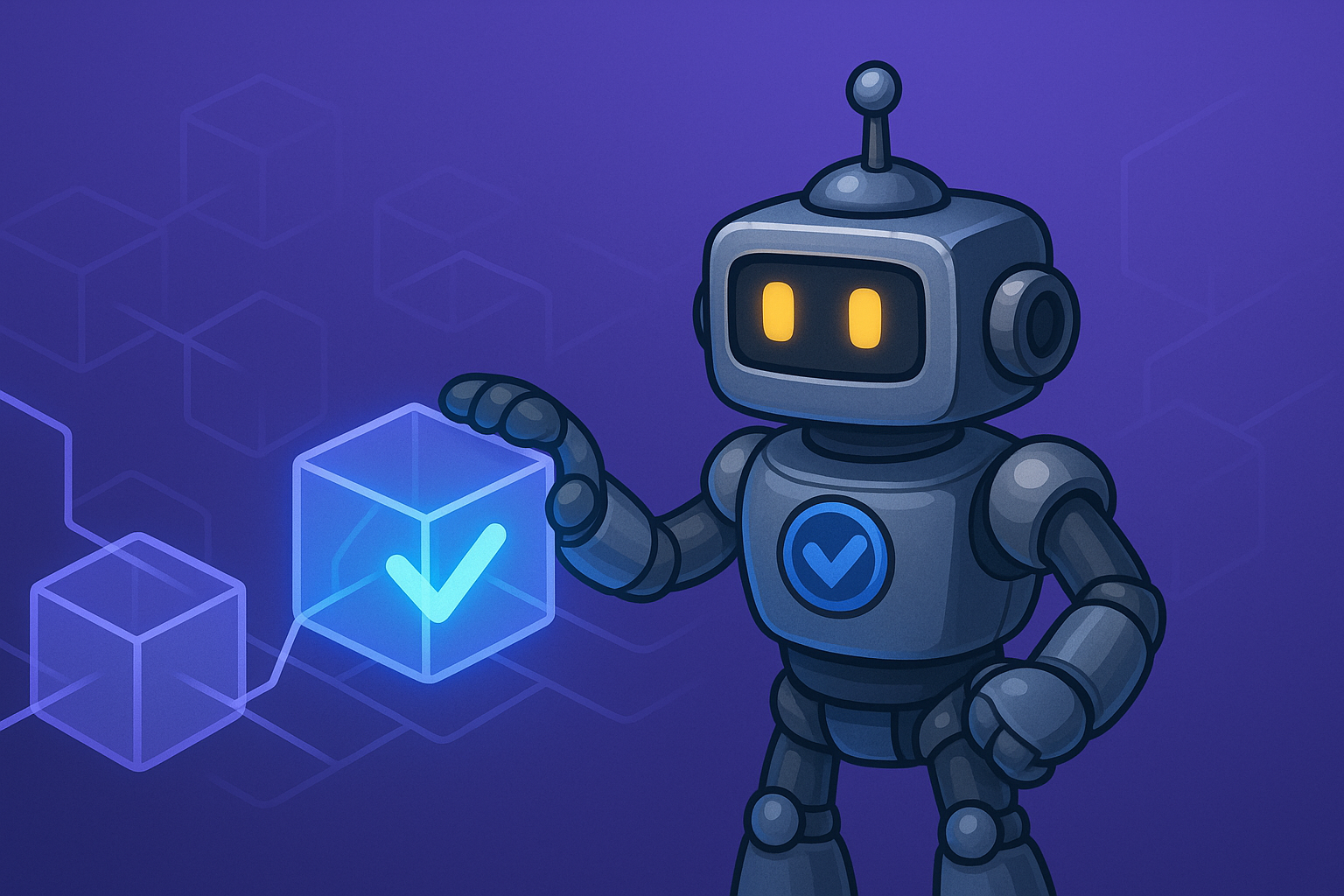 Illustration of the SimpleValidations robot interacting with a blockchain