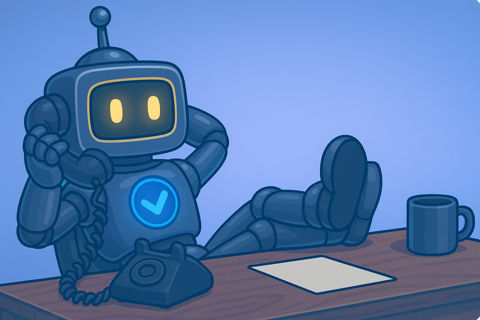 Illustration of the SimpleValidations robot talking on the phone.